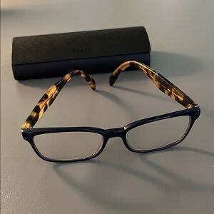 Prada Black and Tortoiseshell Eyeglasses VPR 18T. Case and cleaning cloth.